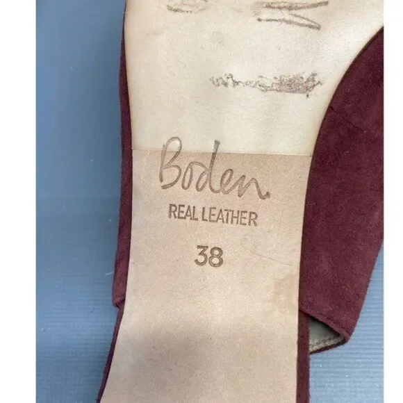 Boden Lena EY 38 Burgundy Suede Pointed Toe Slingback Heels - Picture 6 of 8
